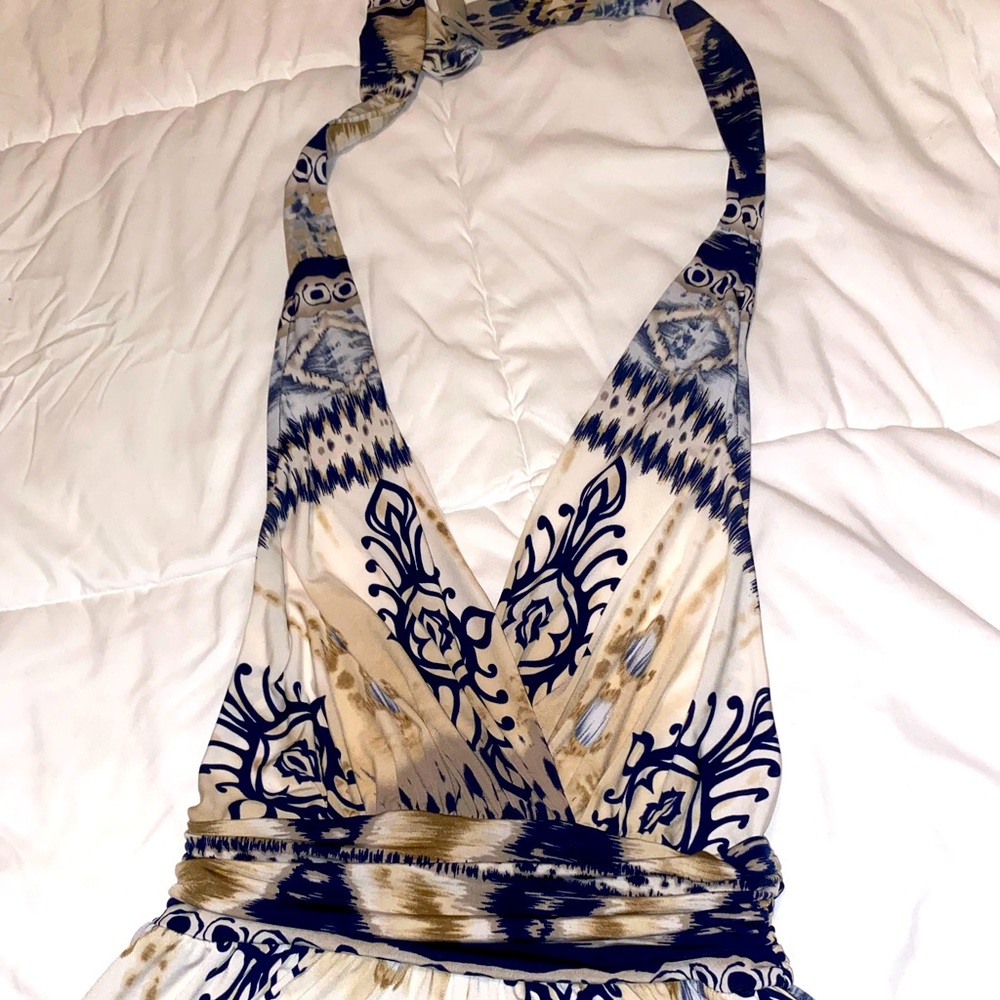 Halter blue and tan jumpsuit!